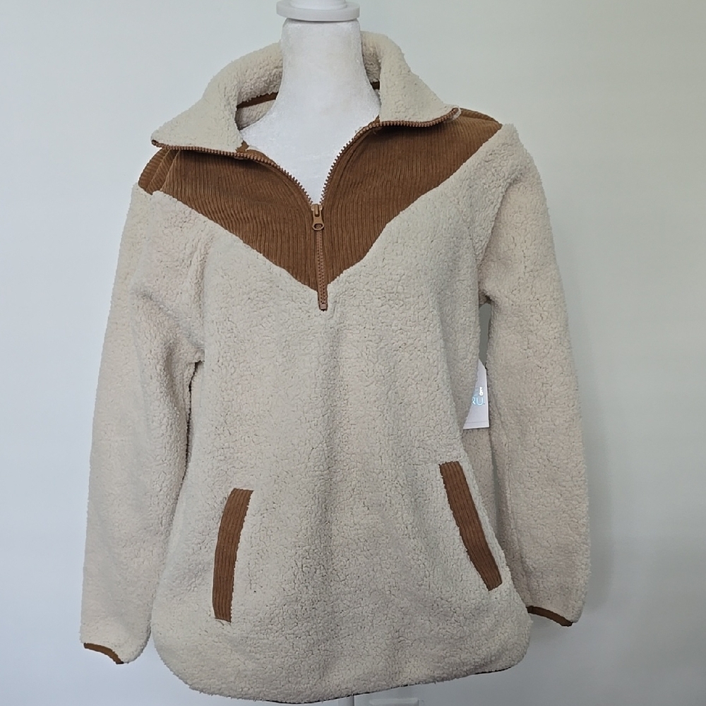 Time and Tru Cream and Brown Teddy Jacket